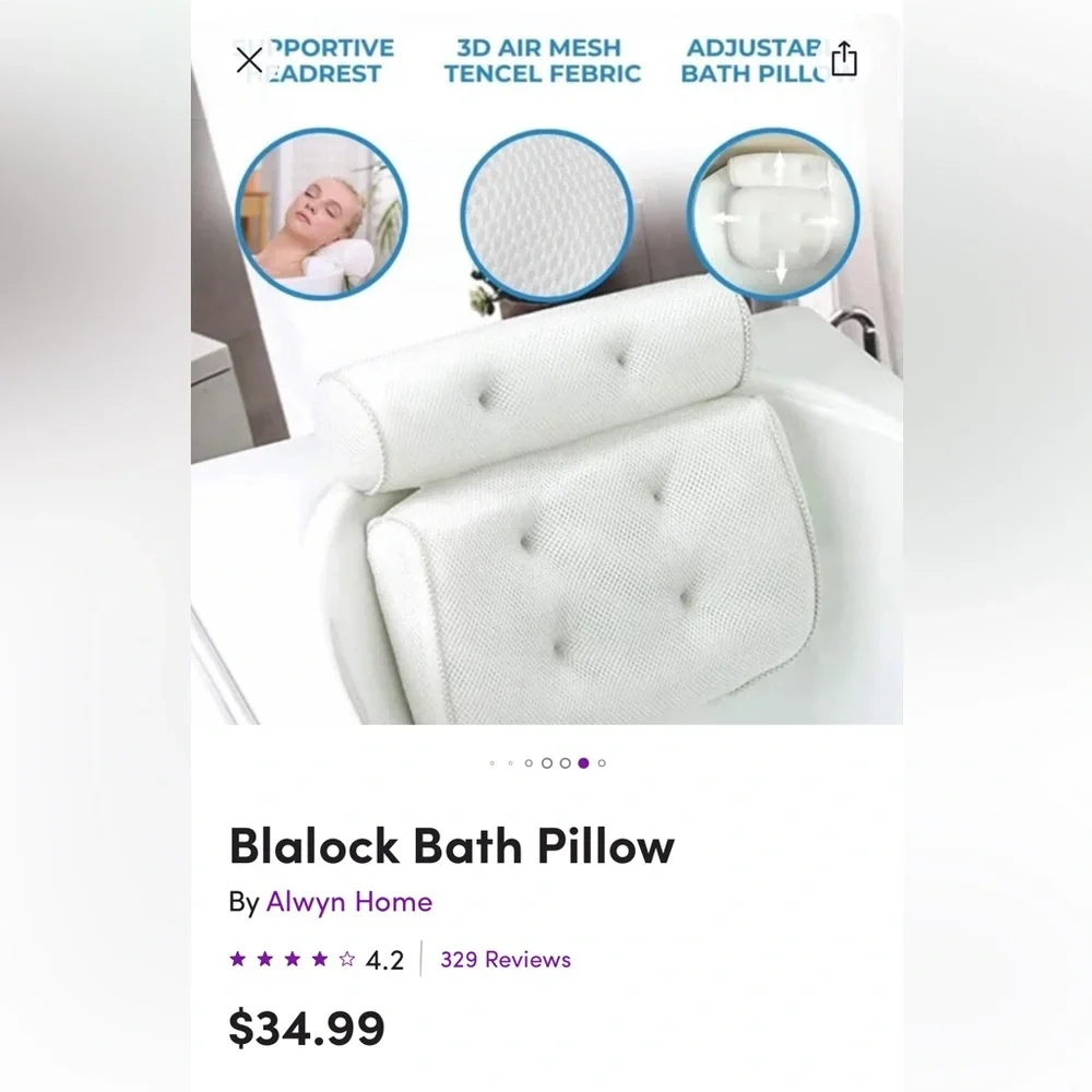 NWOT Luxury Spa Bath Pillow- Self Care, Relaxation